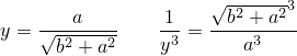                      √------3
    ---a----    1-   -b2 +-a2-
y = √b2-+-a2    y3 =    a3
