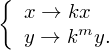 {
   x → kxm
   y → k y.  