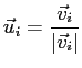 $\displaystyle \vec u_i=\frac{\vec v_i}{\vert\vec v_i\vert}
$