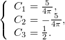 (
{  C1 = 54π,
   C2 = −45π,
(  C3 = 12.

