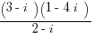 {(3-i)(1-4i)}/{2-i}